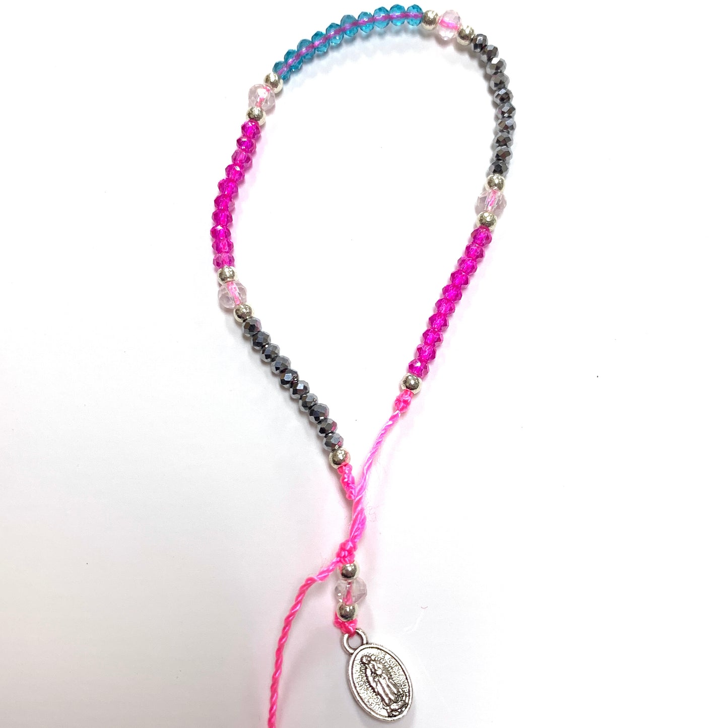 Rosary Bracelet of Assorted Colors and Medals