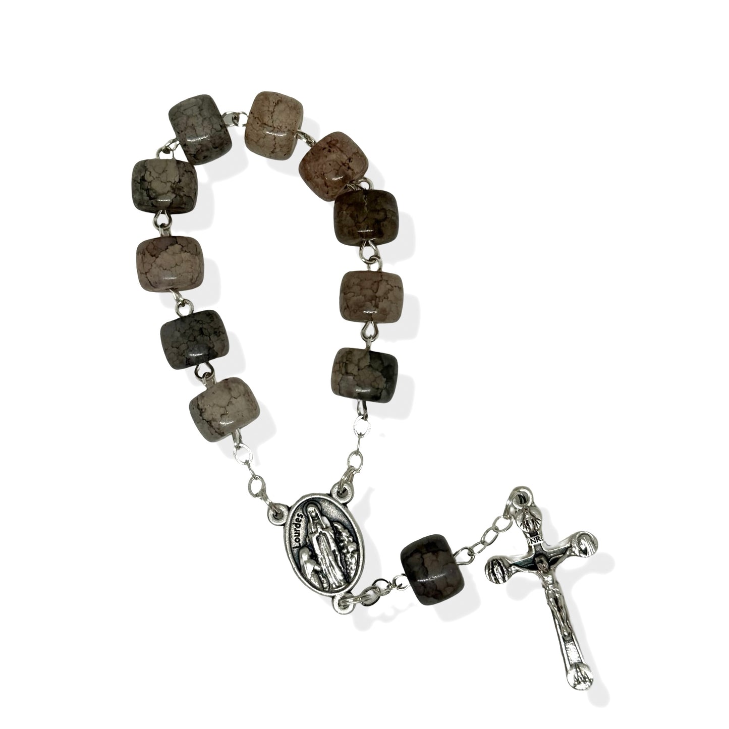 Large Crystal Stone Beaded Lourdes Decade Rosary