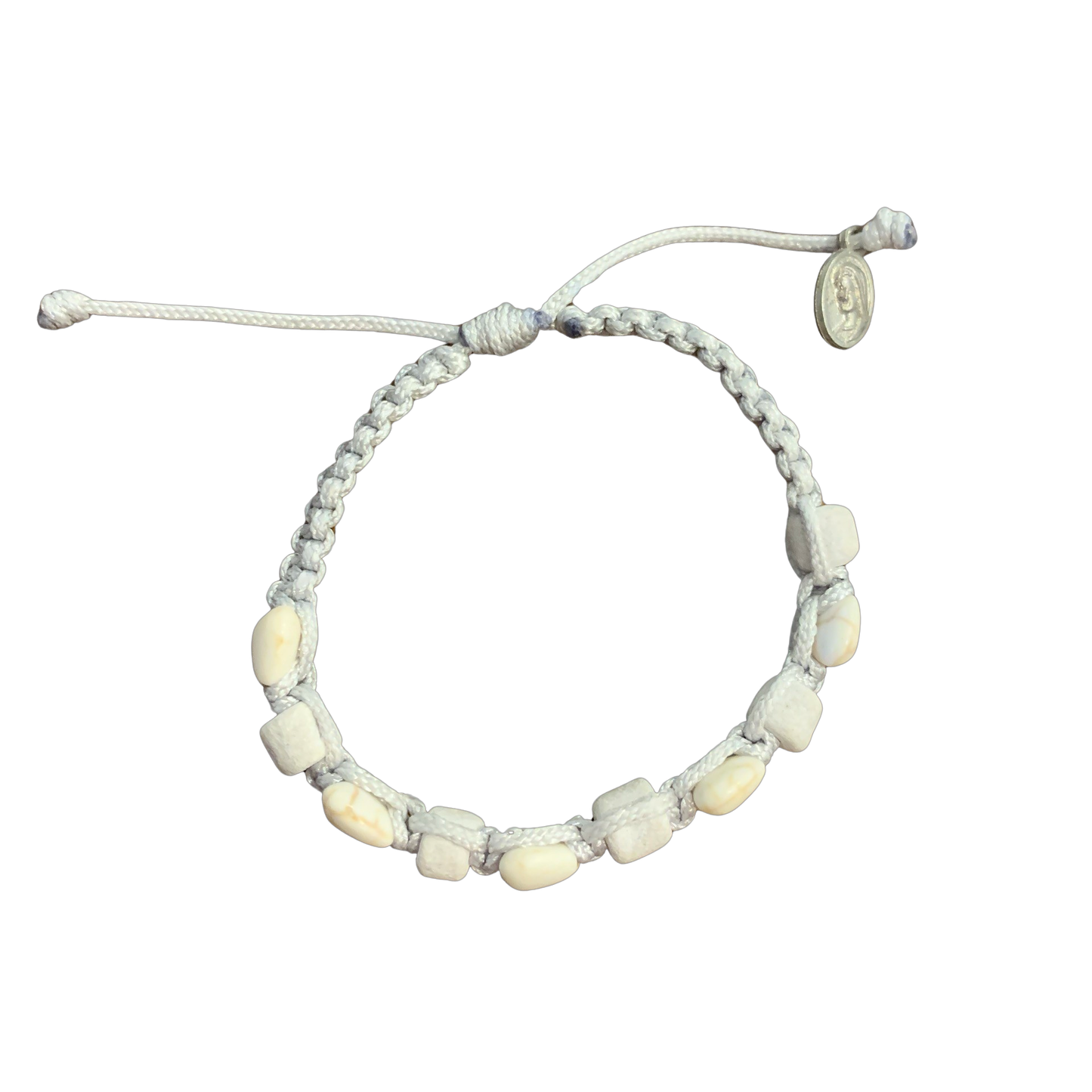 Braided Stone and Heart Decade Rosary Bracelet of Assorted Colors