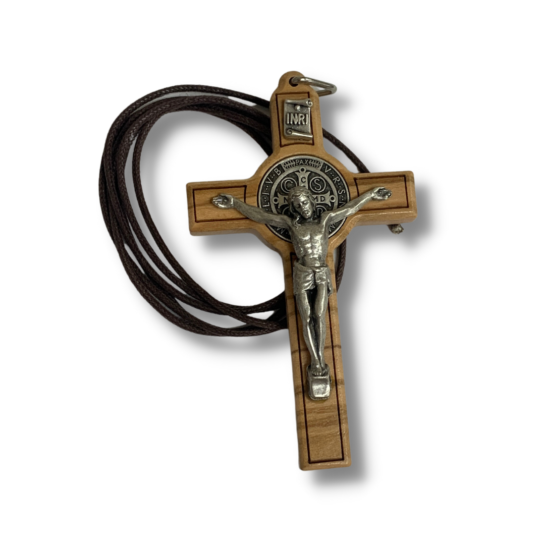 Wood St. Benedict Crucifix Pendant