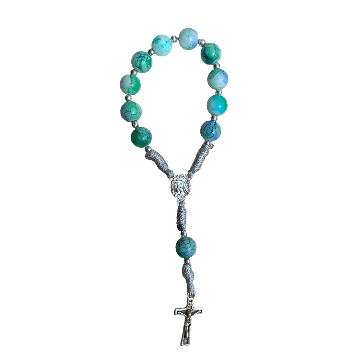 Marble Queen of Peace Cord Decade Rosary of Assorted Colors