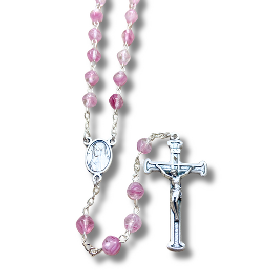 Marble Crystal Beaded Lourdes Rosary