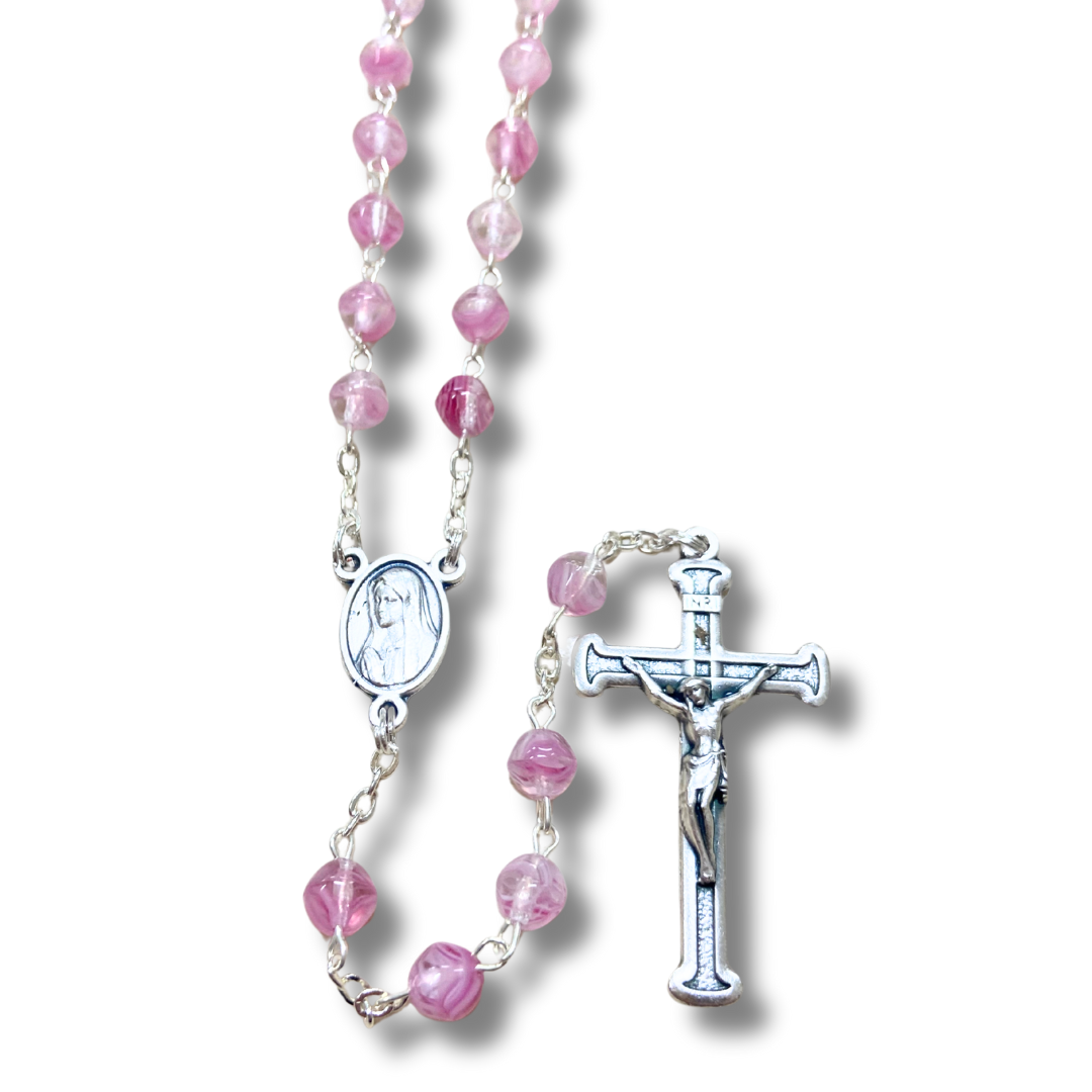 Marble Crystal Beaded Lourdes Rosary