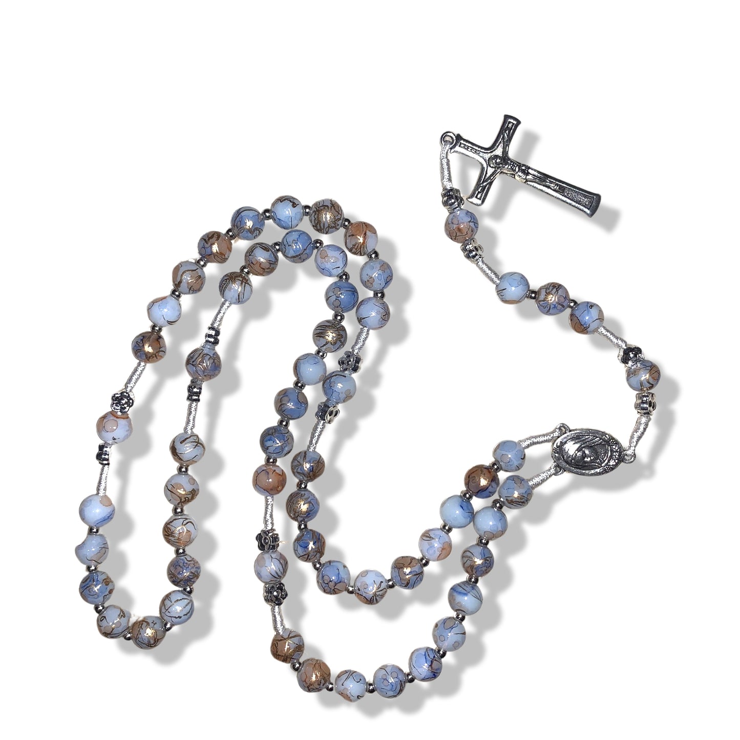 Marble Queen of Peace Rosary with Soil of Assorted Colors
