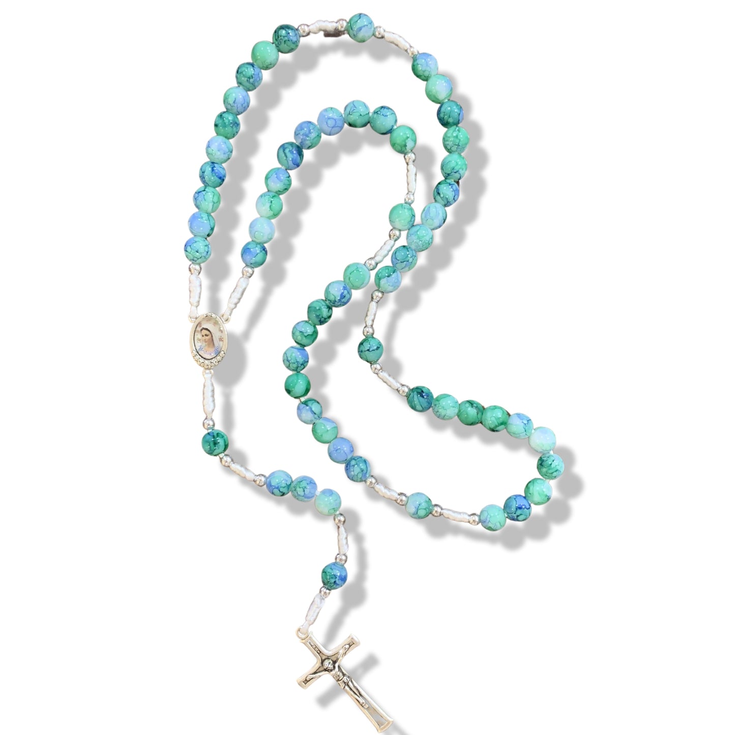 Marble Queen of Peace Rosary with Soil of Assorted Colors