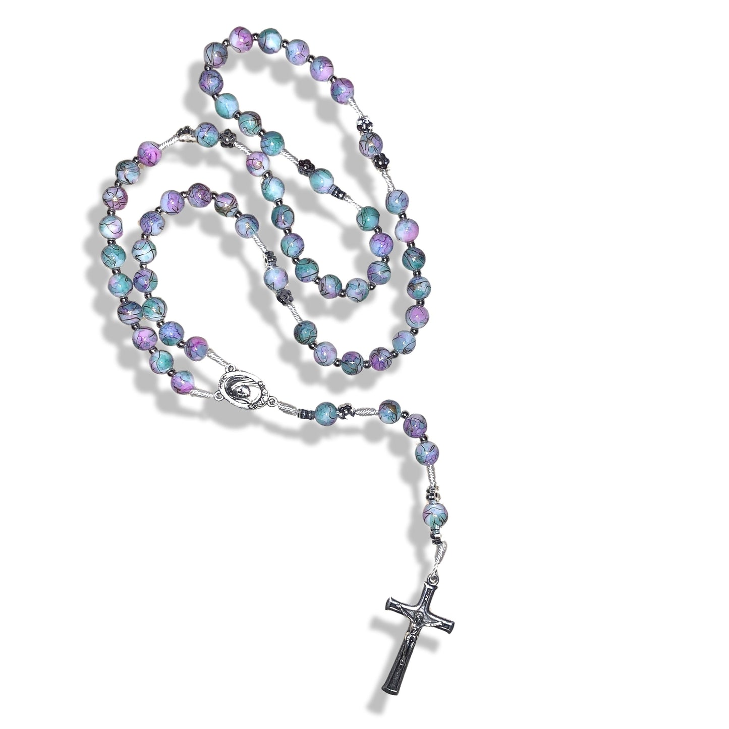 Marble Queen of Peace Rosary with Soil of Assorted Colors