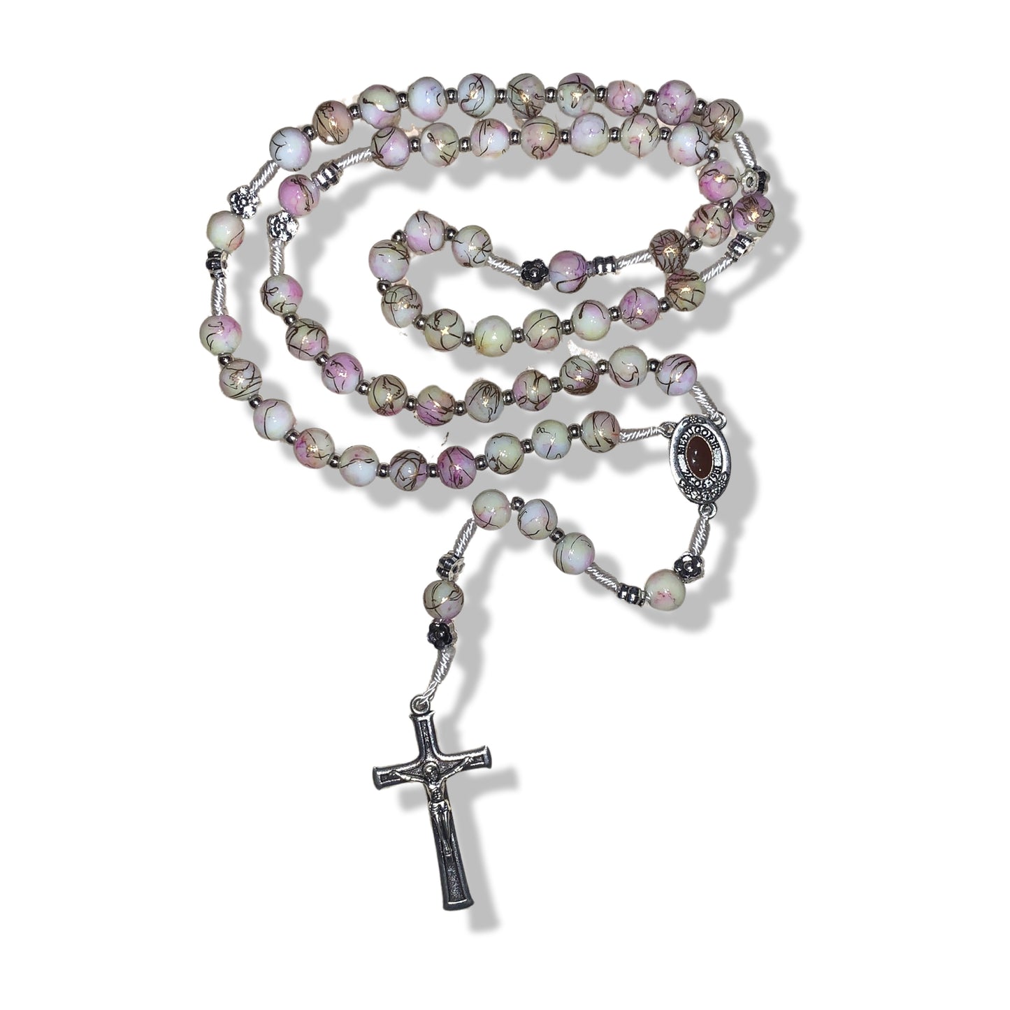 Marble Queen of Peace Rosary with Soil of Assorted Colors