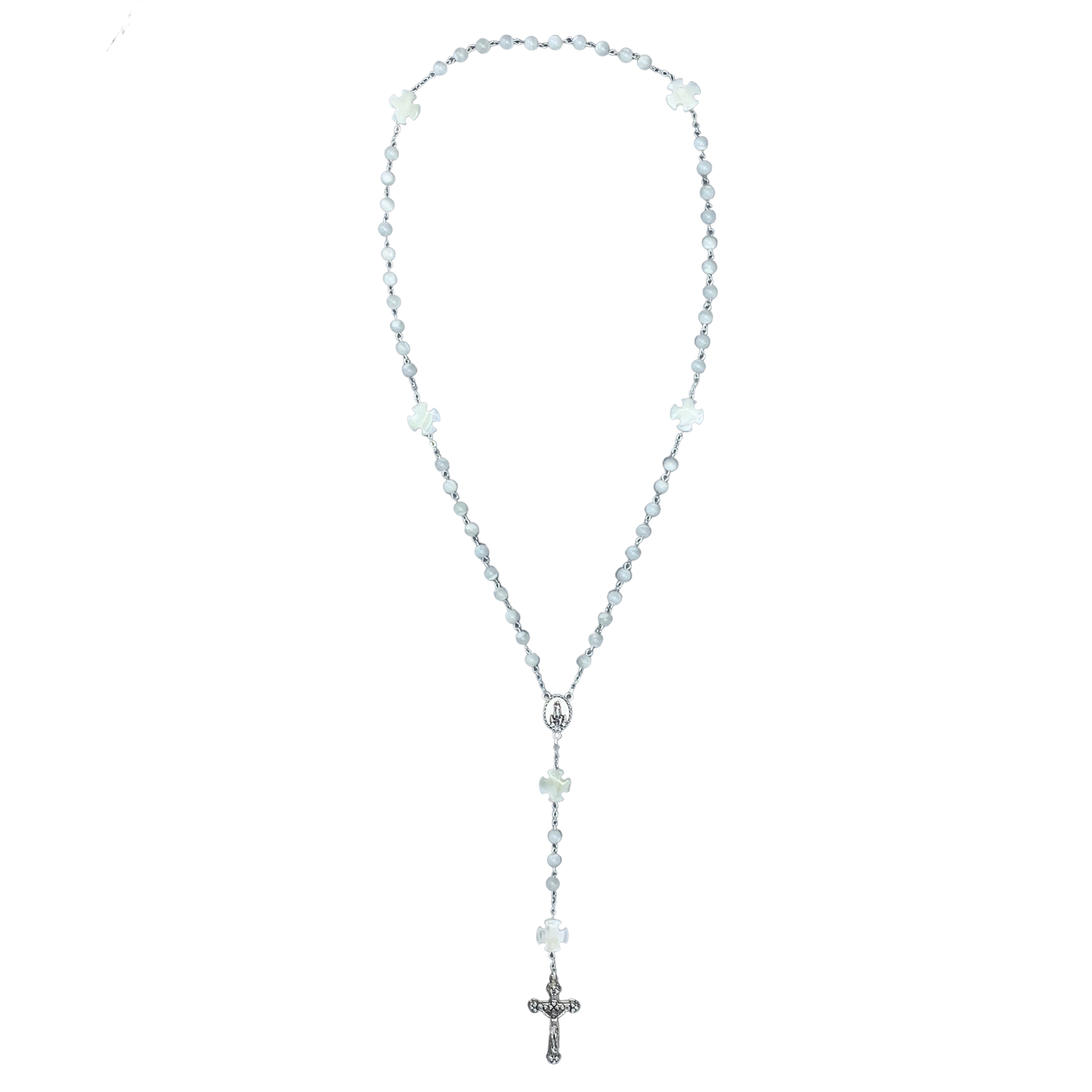 Mother of Pearl Fatima Rosary with Heart Accents