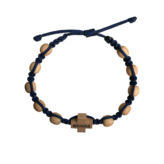 Braided Decade Rosary Bracelet with Wooden Cross