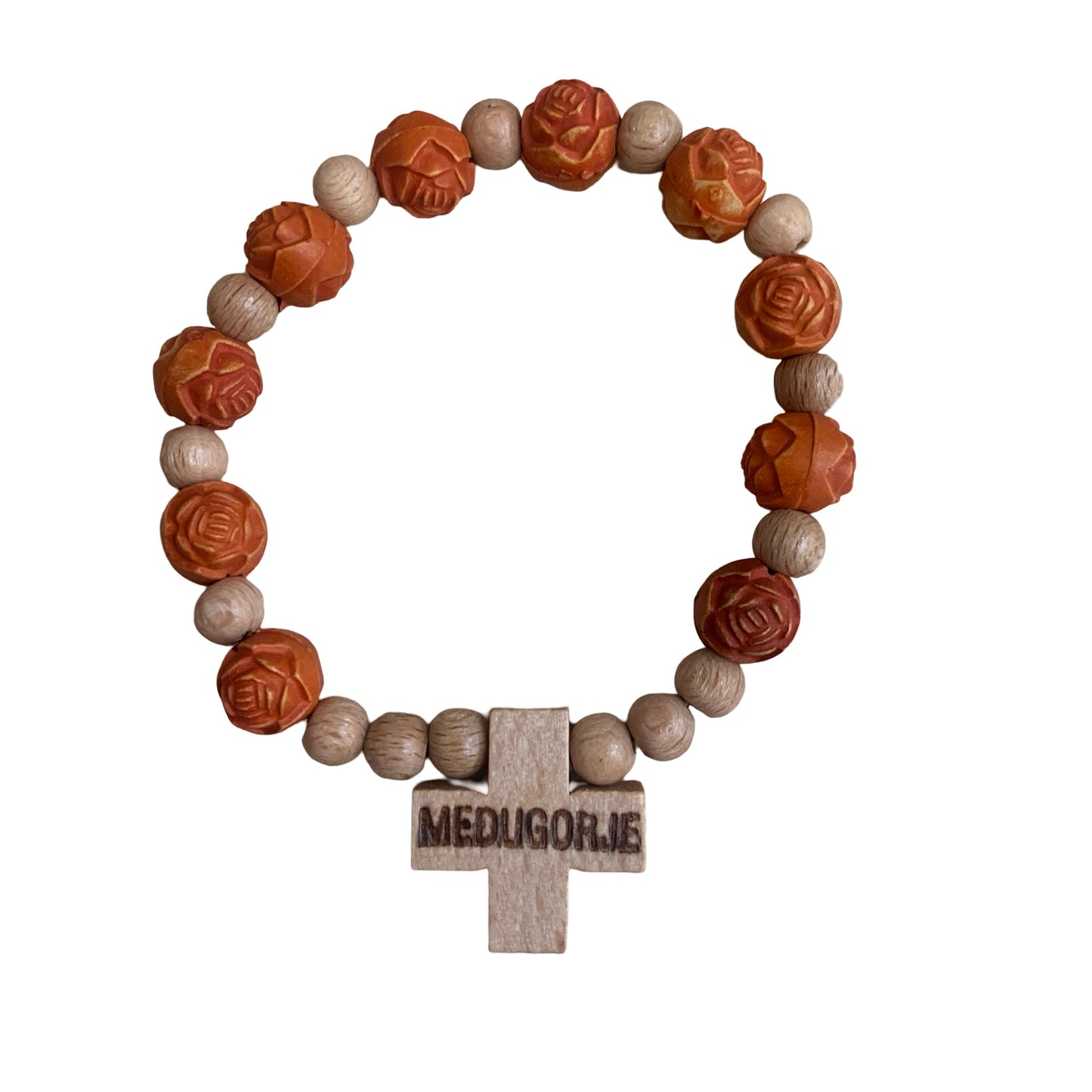 Wooden Rose Decade Bracelet of Assorted Colors