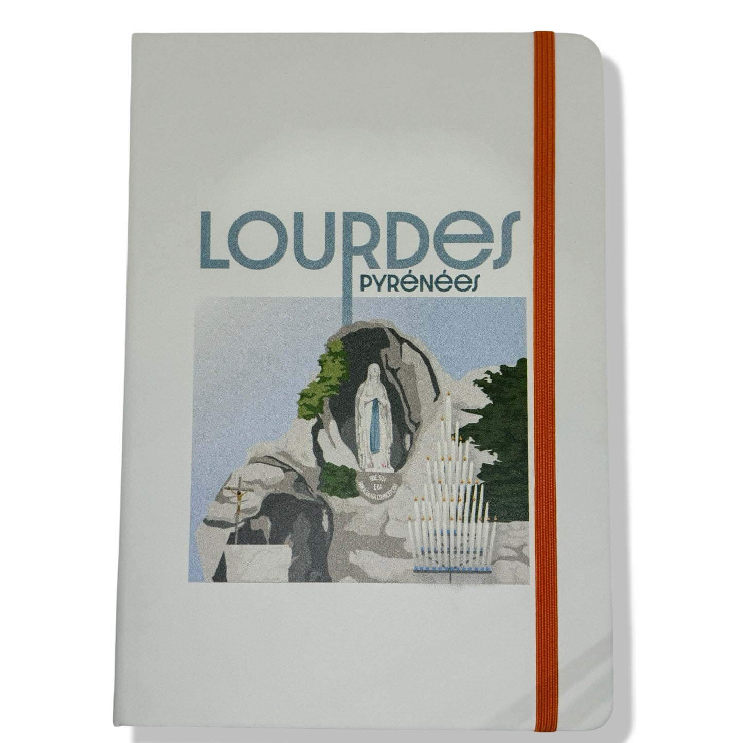 White Lourdes Notebook with Ribbon of Assorted Colors