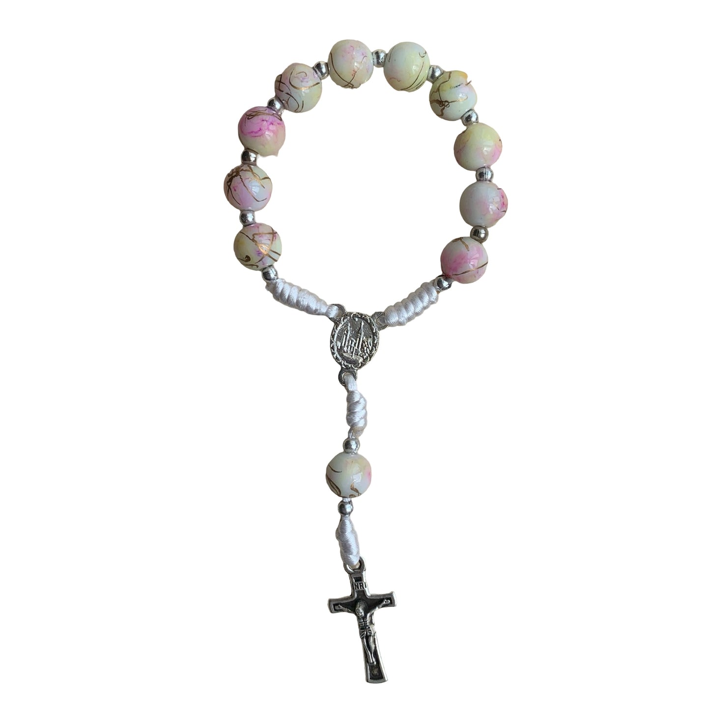 Marble Queen of Peace Cord Decade Rosary of Assorted Colors