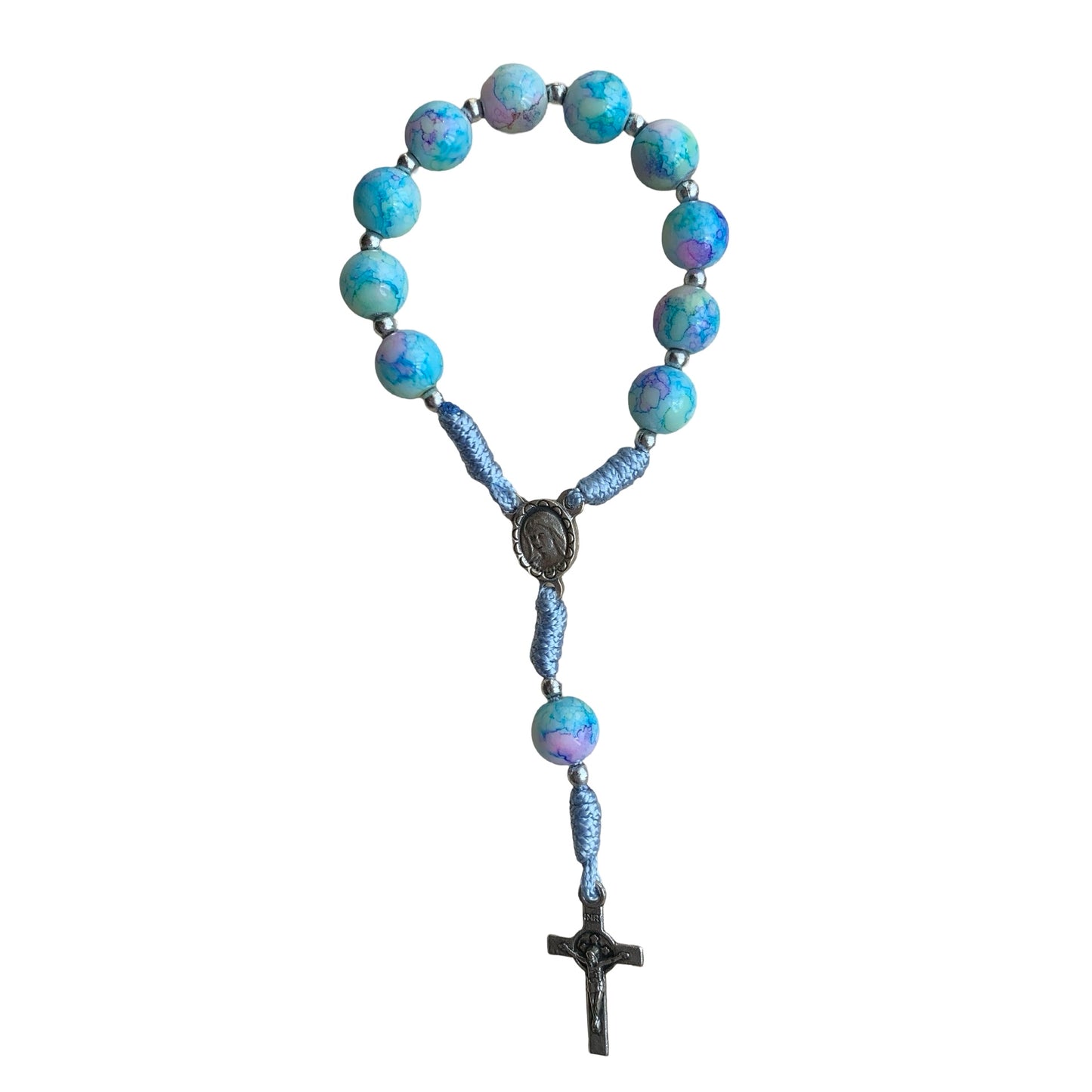 Marble Queen of Peace Cord Decade Rosary of Assorted Colors