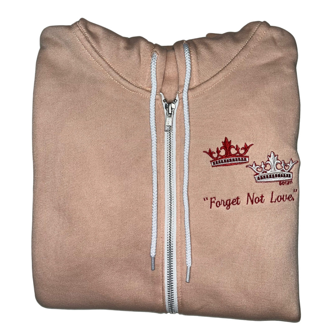 "Forget Not Love" Embroidered Zip-up Sweater by SCTJM