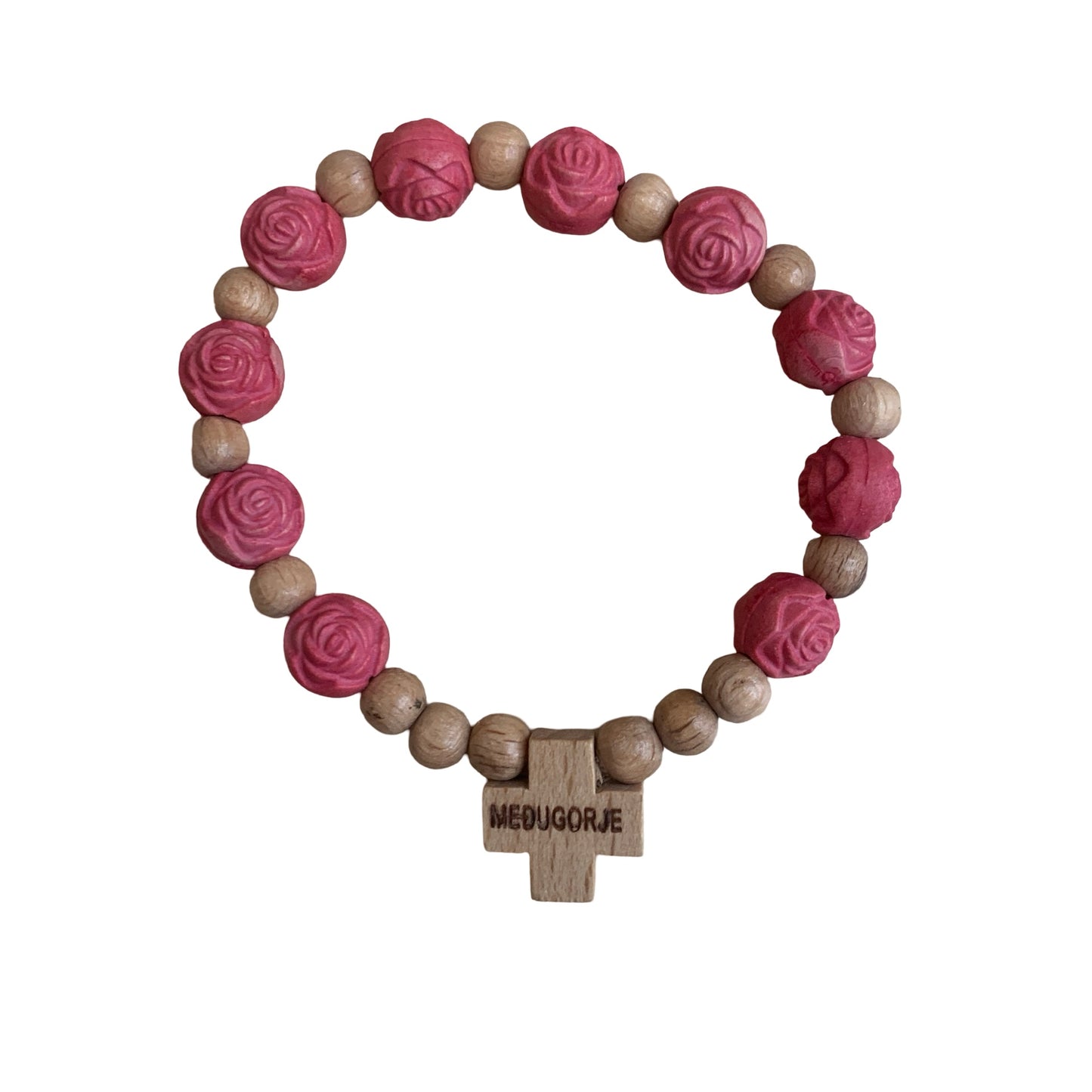 Wooden Rose Decade Bracelet of Assorted Colors