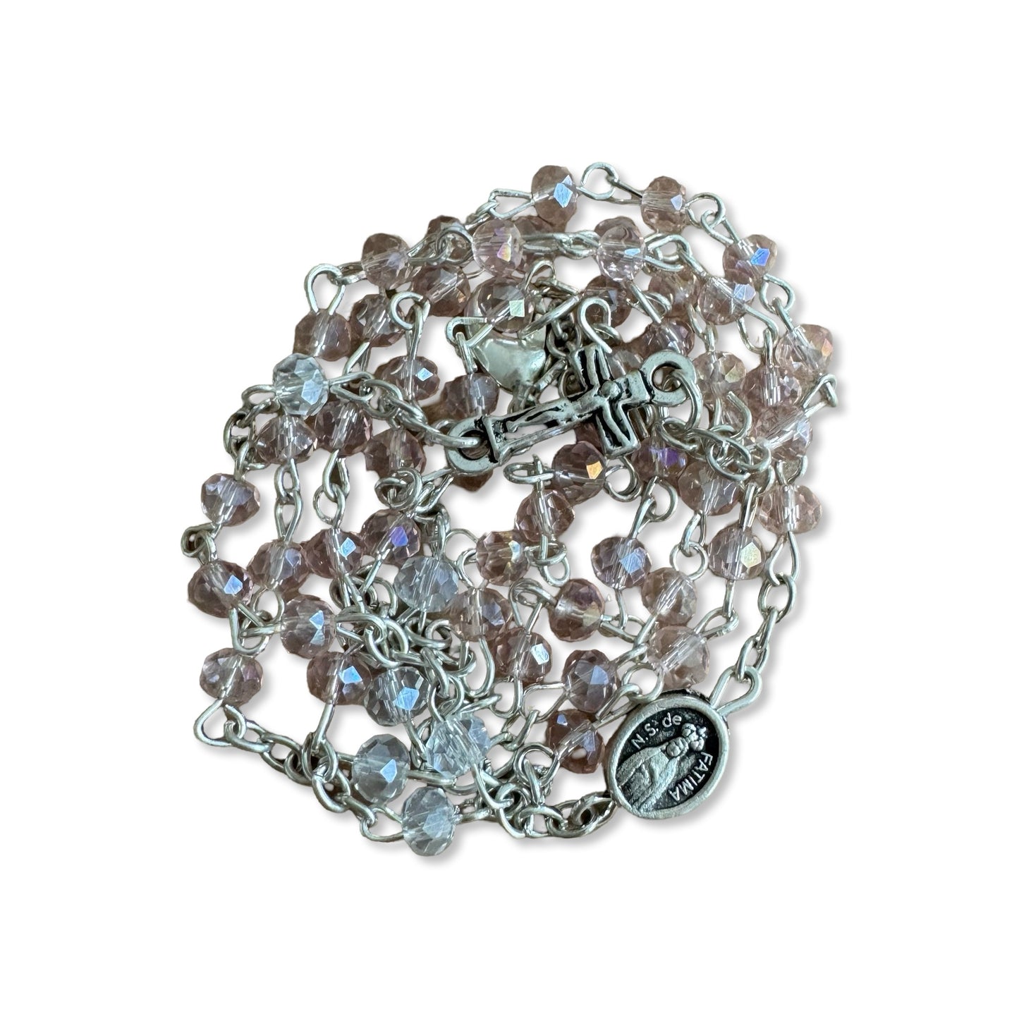 Crystal Fatima Rosary Necklace with Clasp of Assorted Colors
