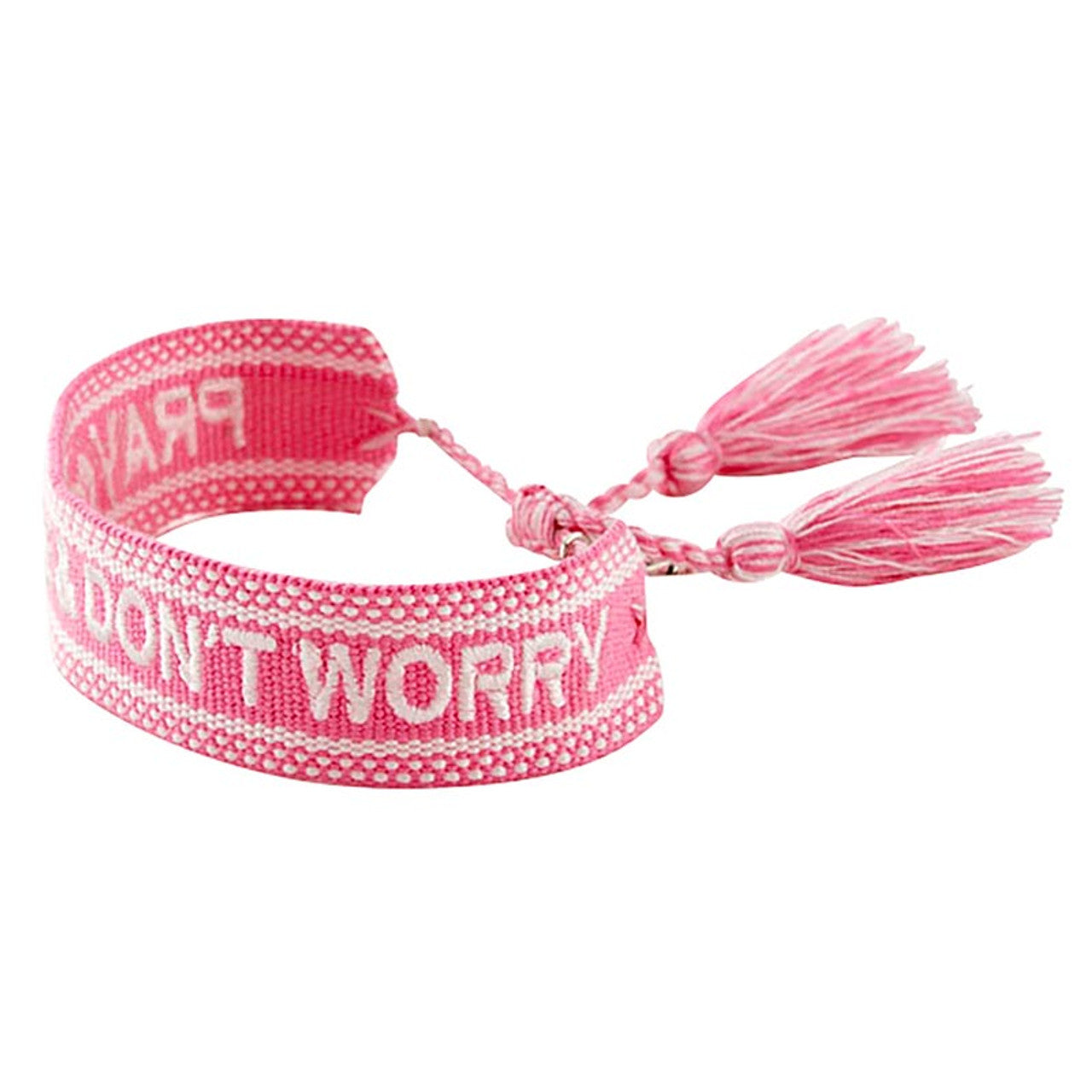 "Pray, Hope, & Don't Worry" Woven Adjustable Bracelet with Prayer Hands Charm