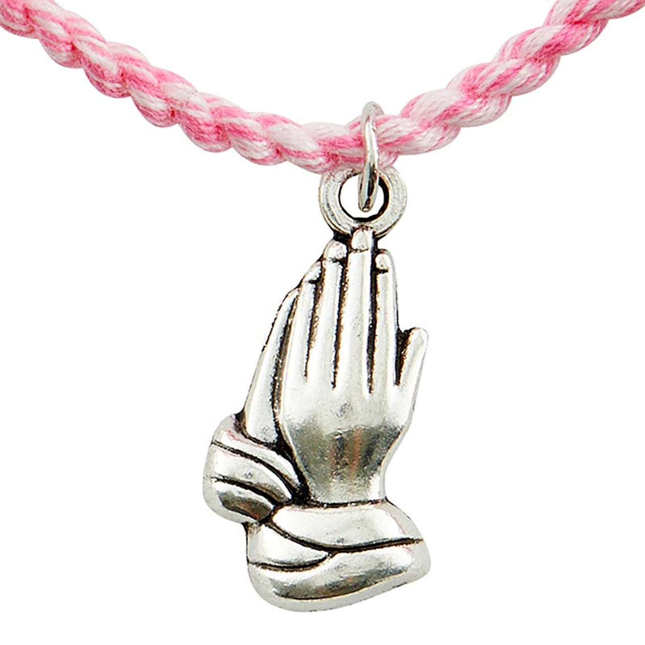 "Pray, Hope, & Don't Worry" Woven Adjustable Bracelet with Prayer Hands Charm
