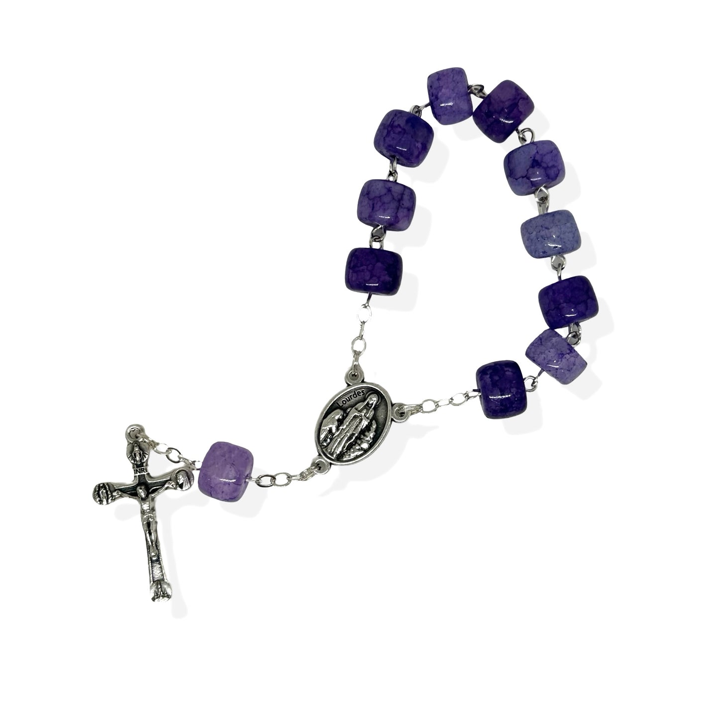 Large Crystal Stone Beaded Lourdes Decade Rosary