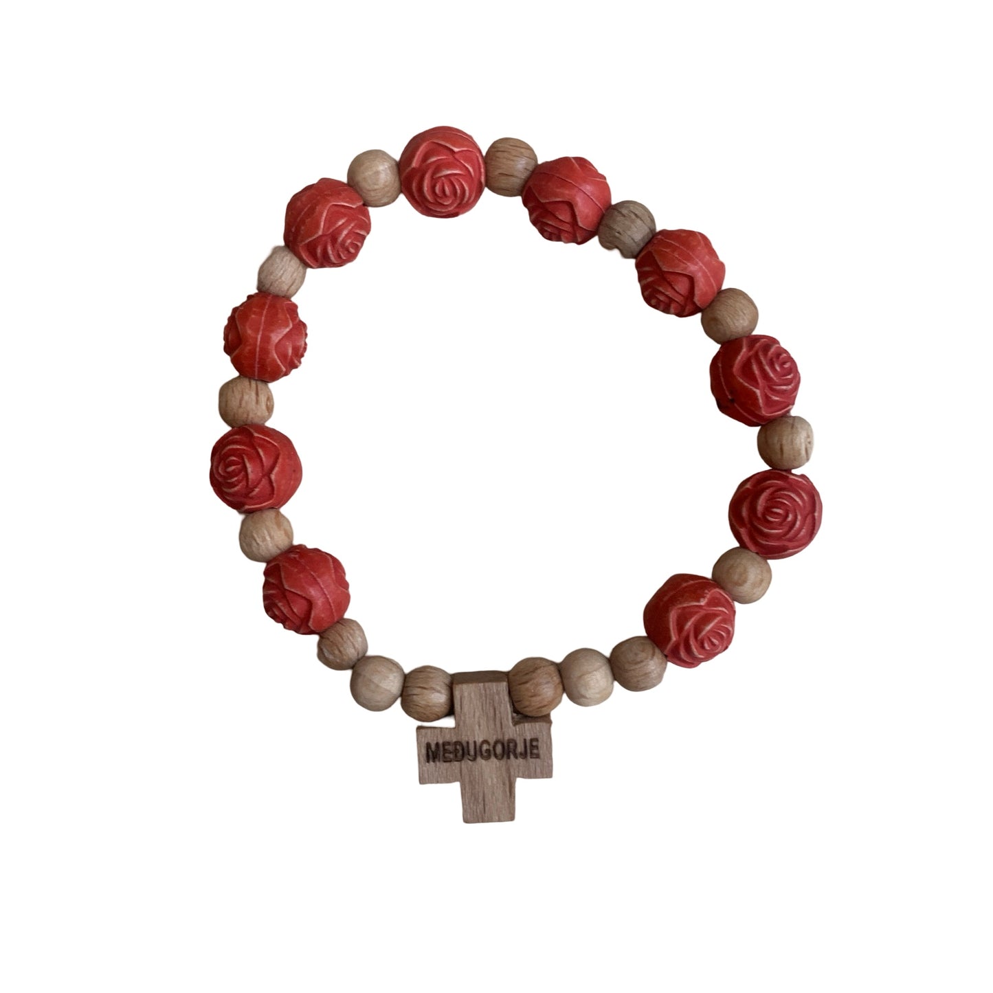 Wooden Rose Decade Bracelet of Assorted Colors