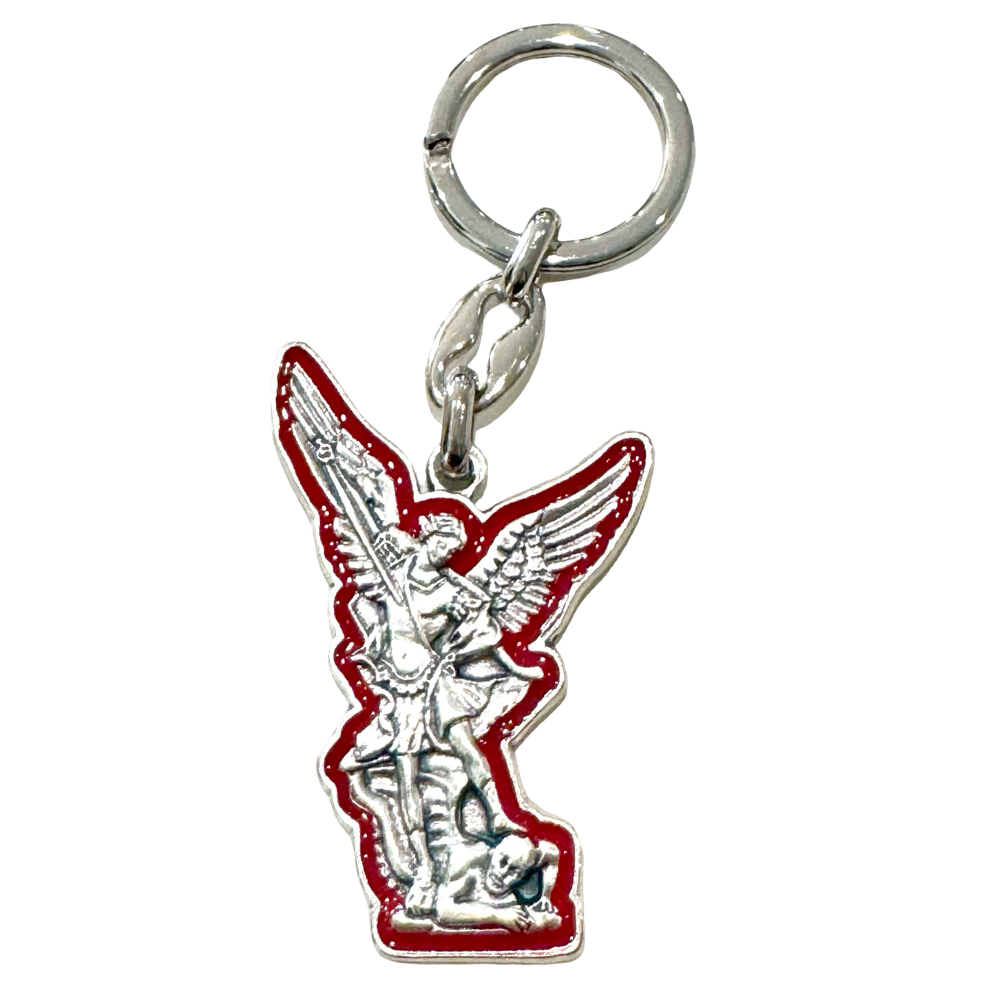 Large St. Michael the Archangel Keychain with Colored Border