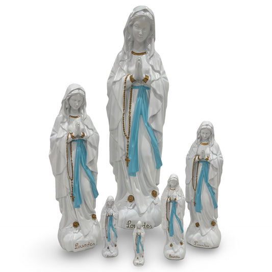 Resin Lourdes Statue with Blue Sash