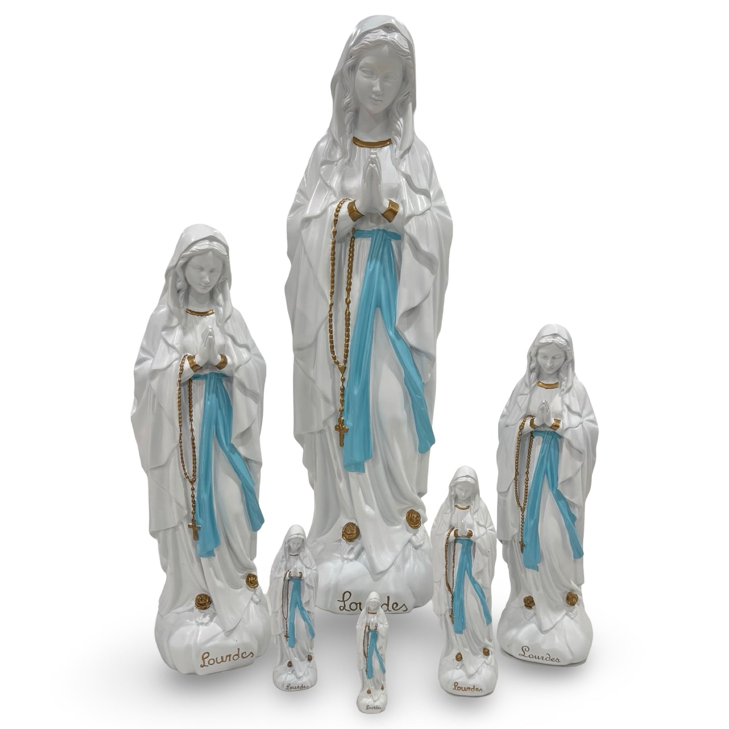 Resin Lourdes Statue with Blue Sash