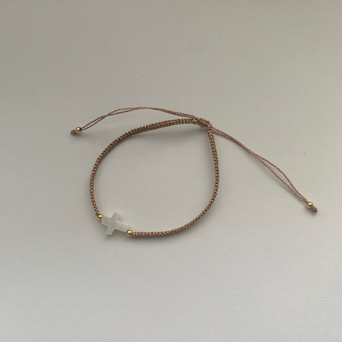 Mother of Pearl Cross Braided Bracelet