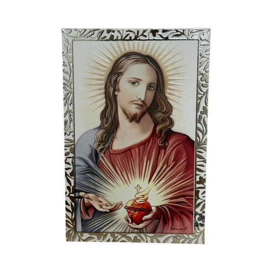 Sacred Heart of Jesus Standing Image with Ornate Border