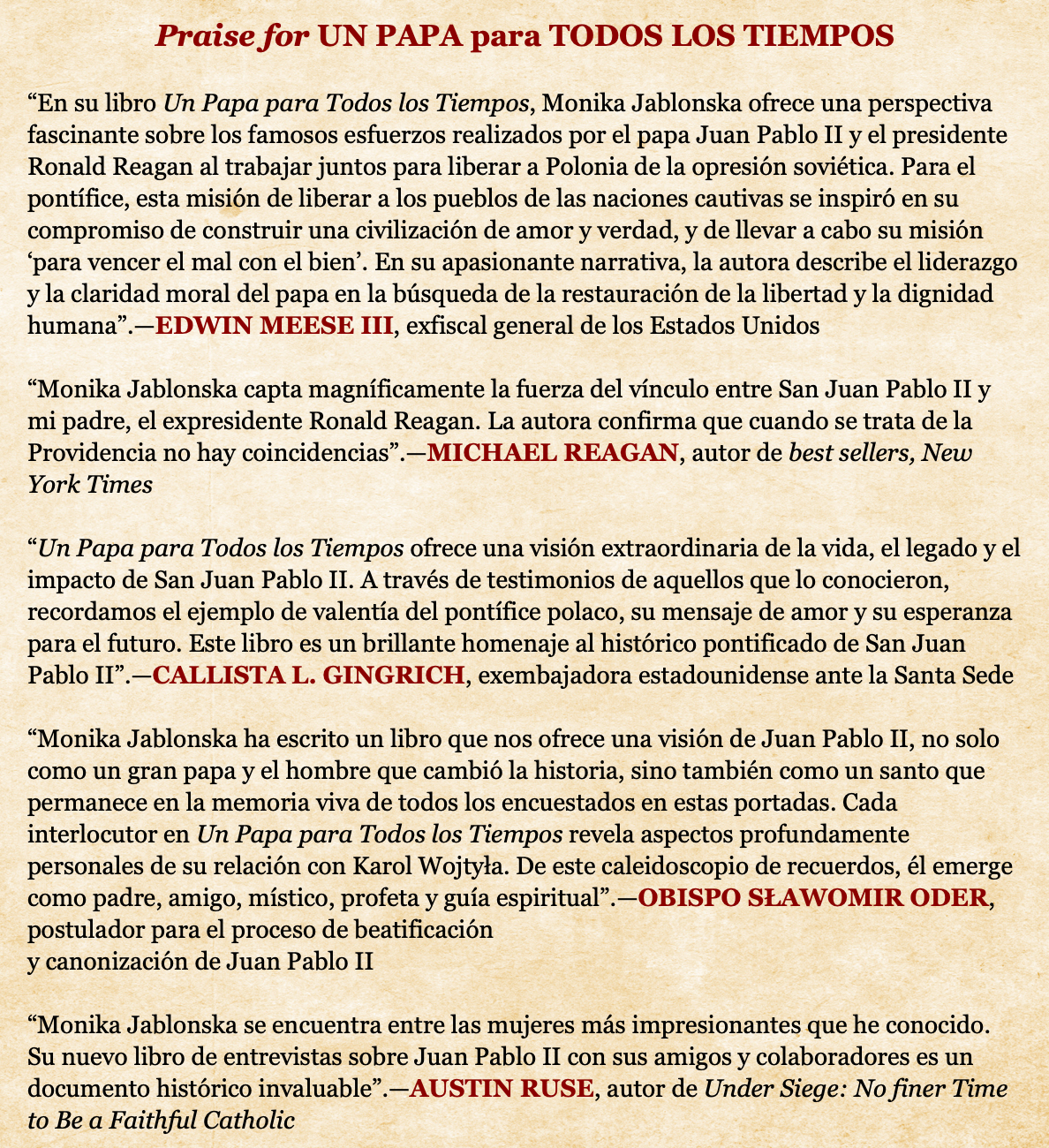 "Un Papa para Todos los Tiempos: Testimonios inspirados por San Juan Pablo II" (Libro)