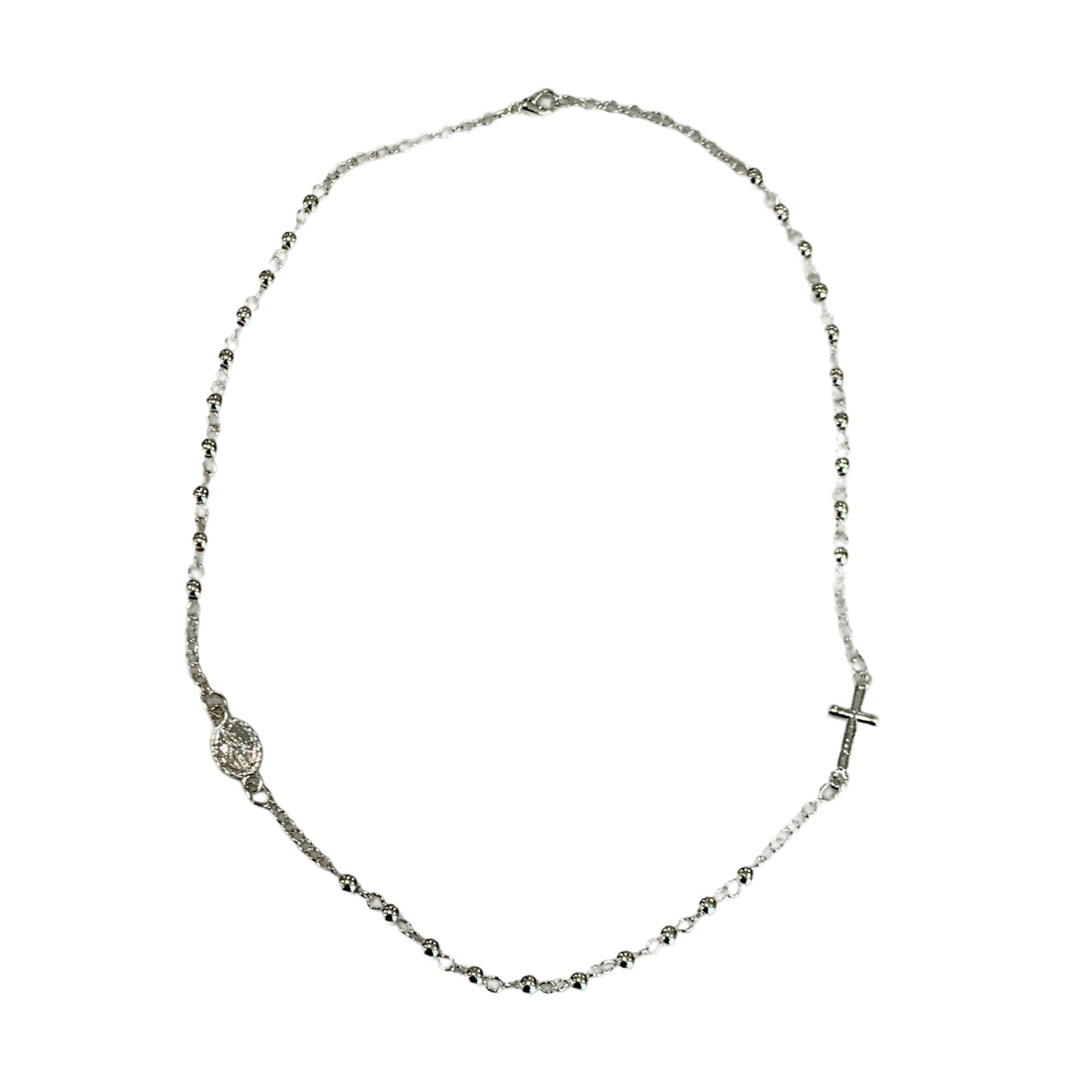 Miraculous Medal Rosary Necklace with Cross