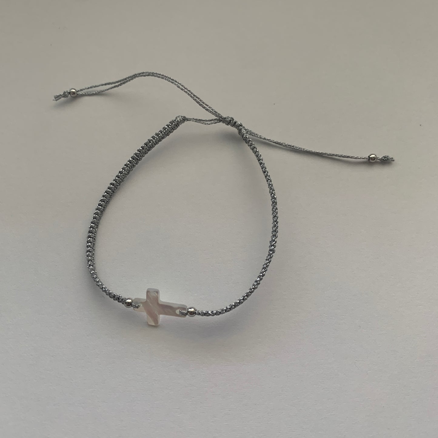 Mother of Pearl Cross Braided Bracelet