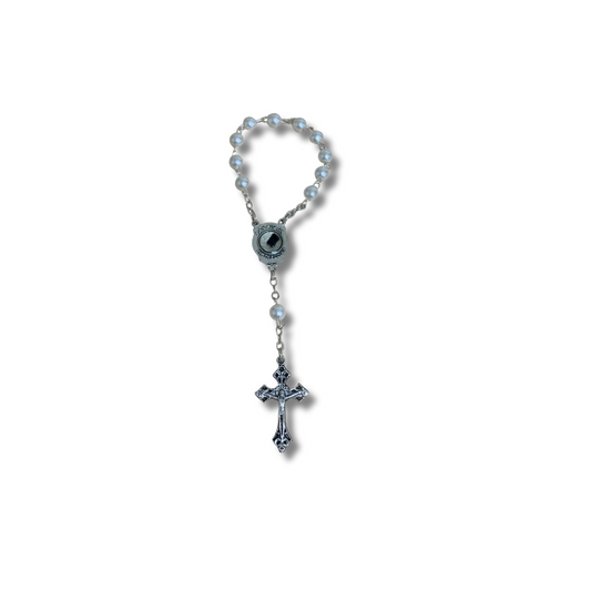 Pearl Padre Pio Decade Rosary with Relic