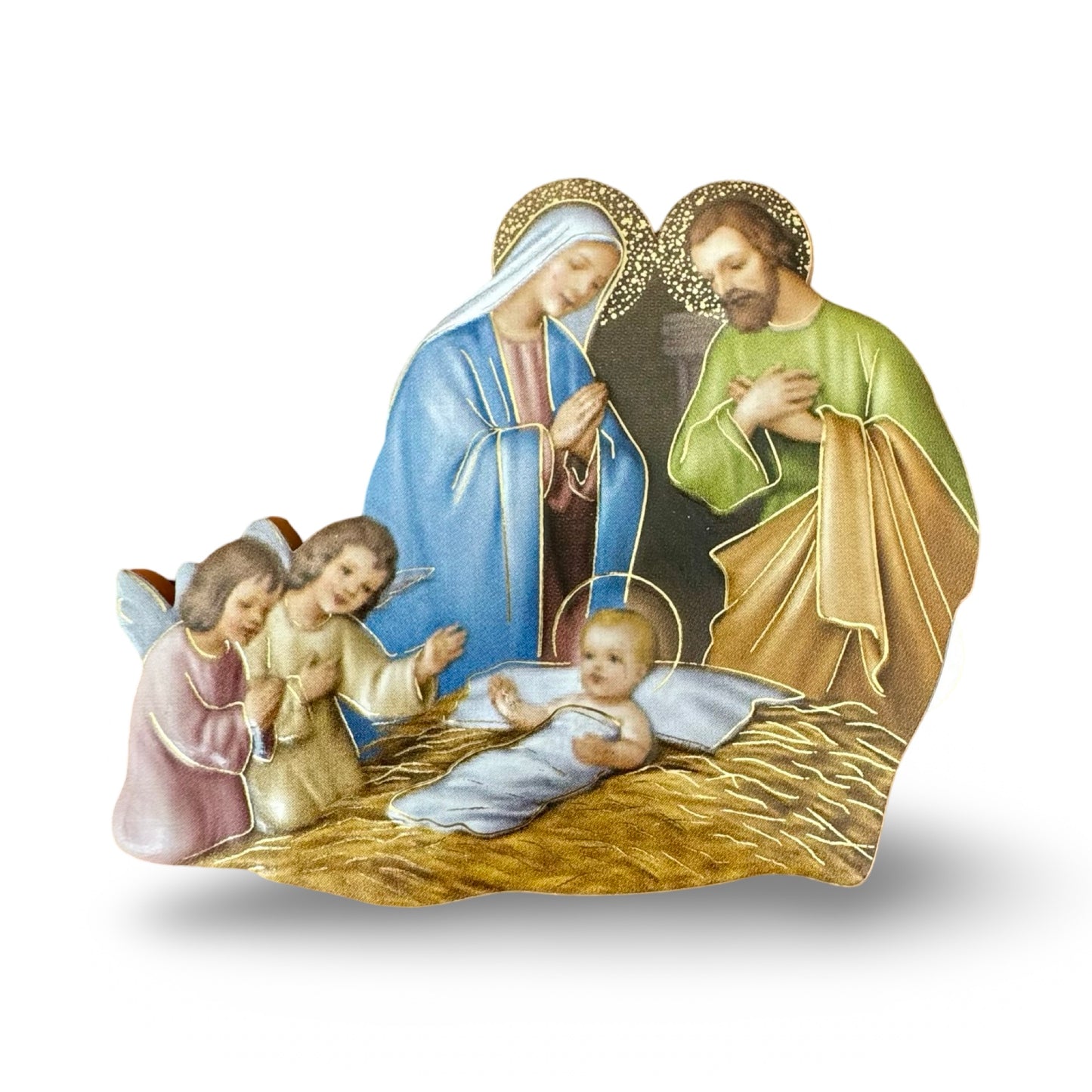 Small Nativity with Angels Standing Image with Magnet