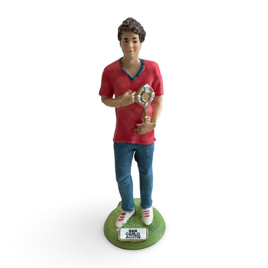 Small Statue of St. Carlo Acutis with the Eucharist