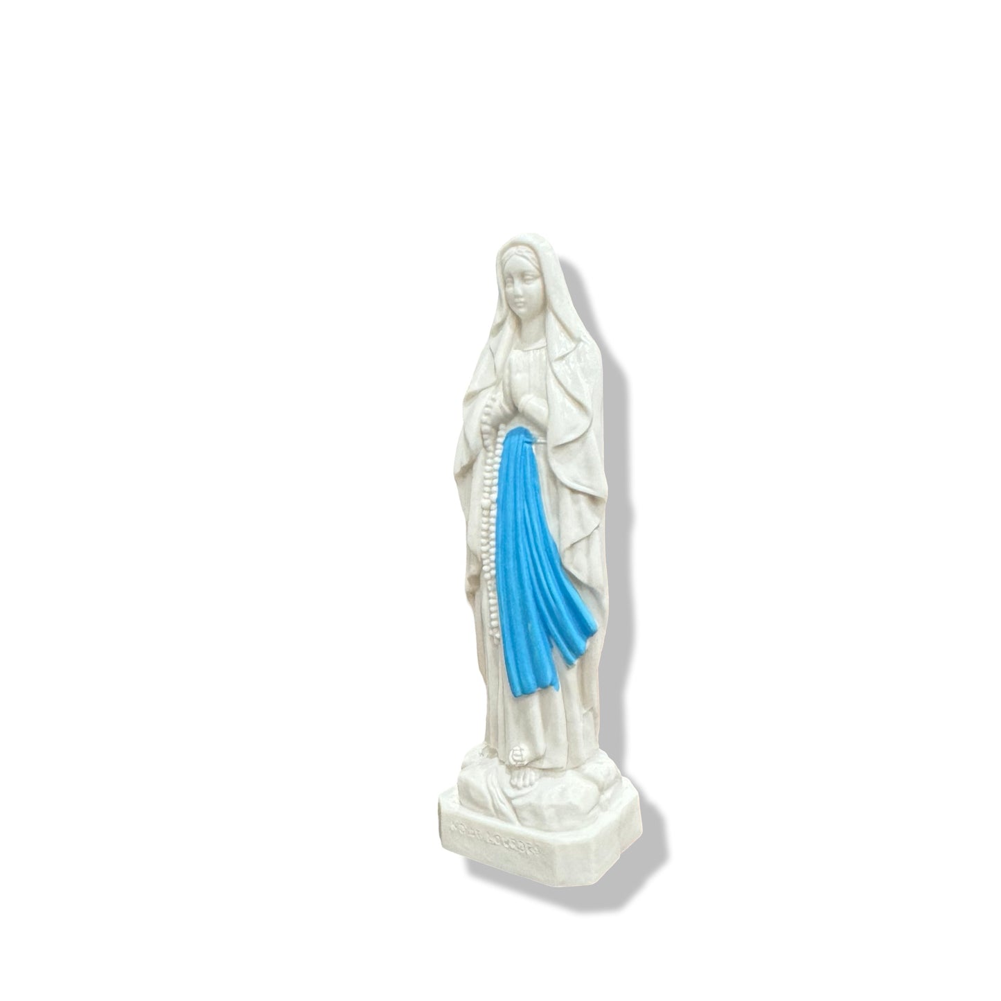 White Our Lady of Lourdes Statue with Blue Sash
