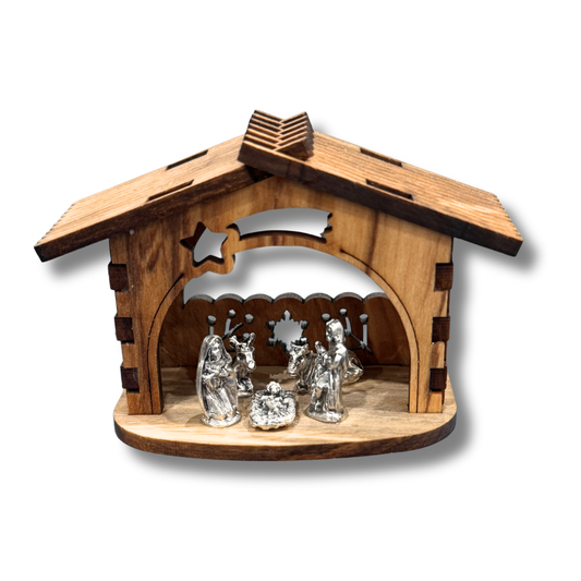 "Stable Bells" Olive Wood Nativity Scene
