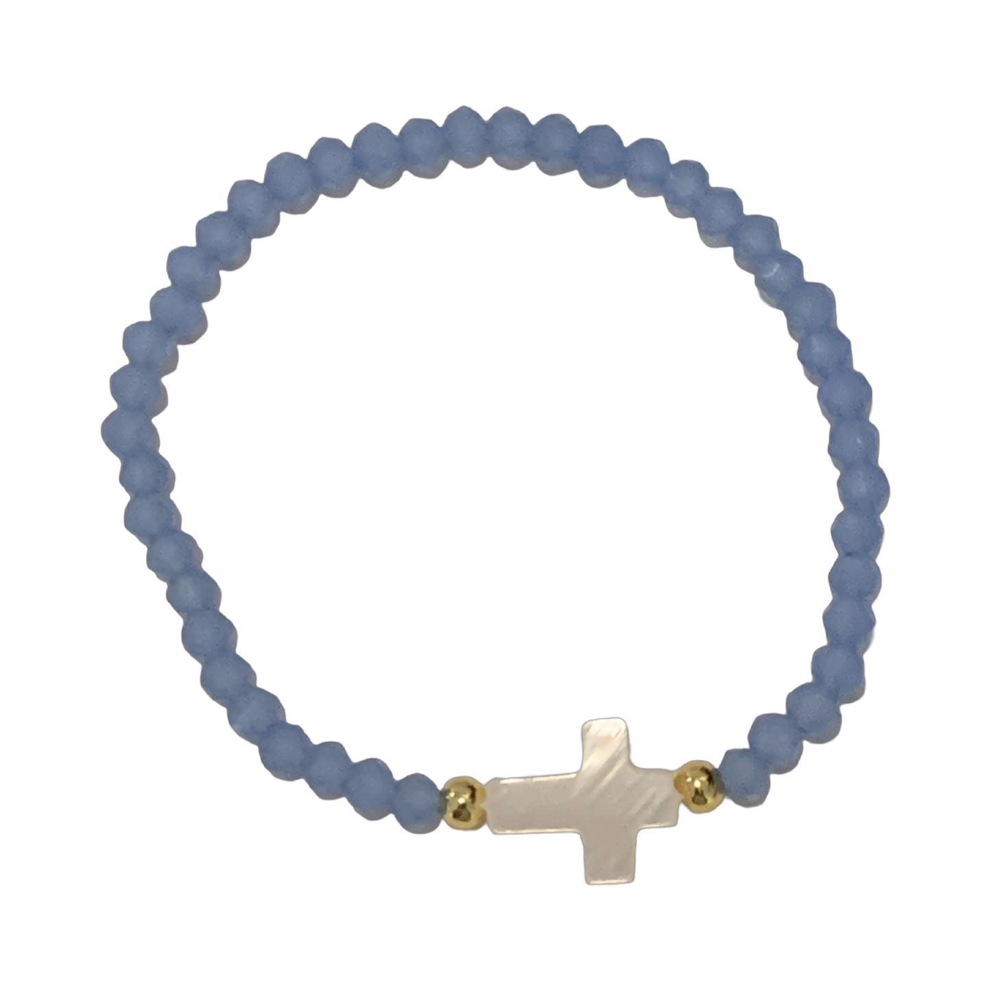 Rhinestone Bracelet With Imitation Pearl Cross