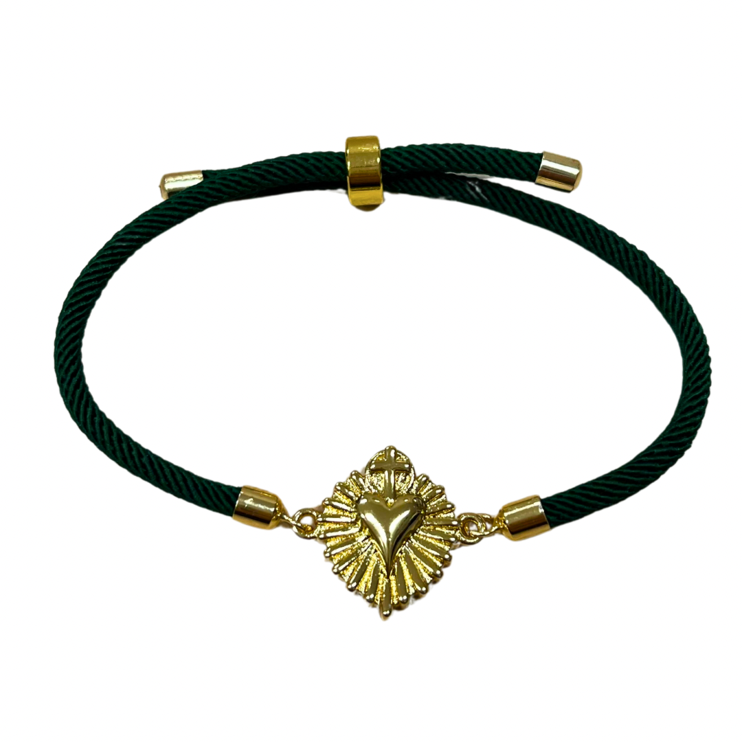 Sacred Heart Rope Bracelet of Assorted Colors