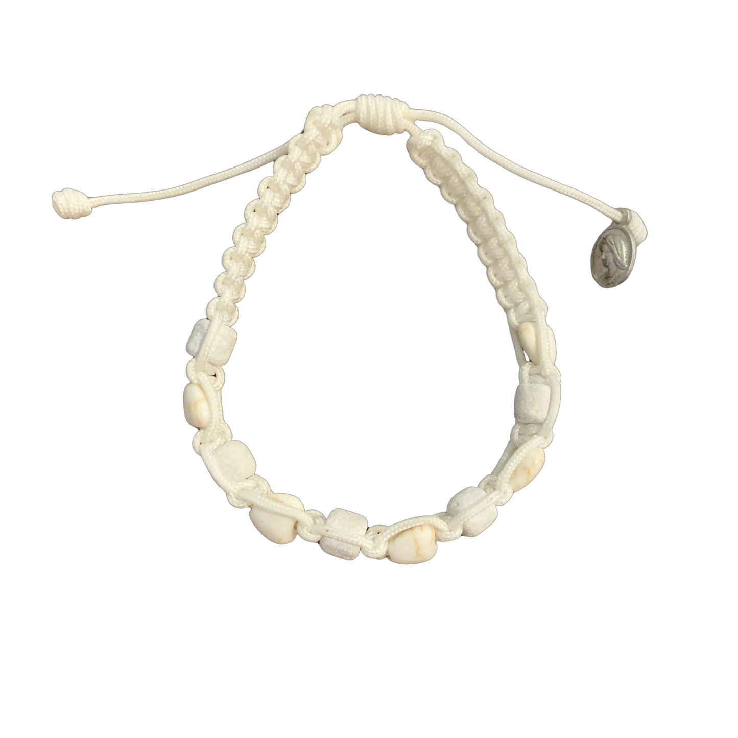 Braided Stone and Heart Decade Rosary Bracelet of Assorted Colors