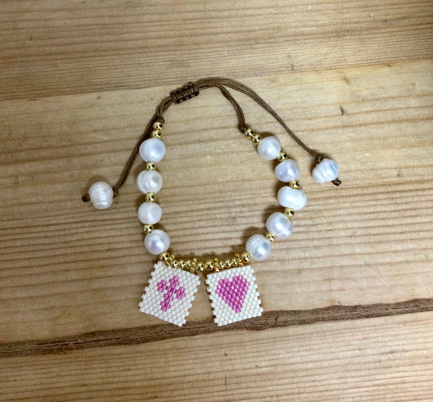 Pearl and Beaded Mosaic Beaded Scapular Bracelet