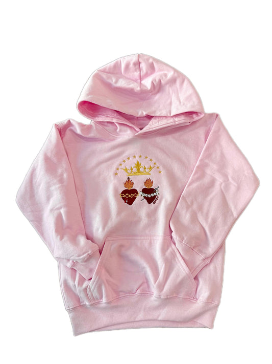 Two Hearts Embroidered Hoodies for Kids by SCTJM