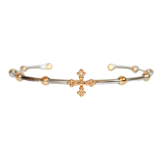 'BELIEF' Rosary Rigid Bracelet - Two Tone