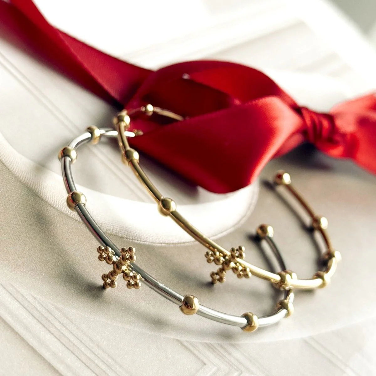 'BELIEF' Rosary Rigid Bracelet - Two Tone