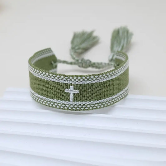 Woven Cross Adjustable Bracelet