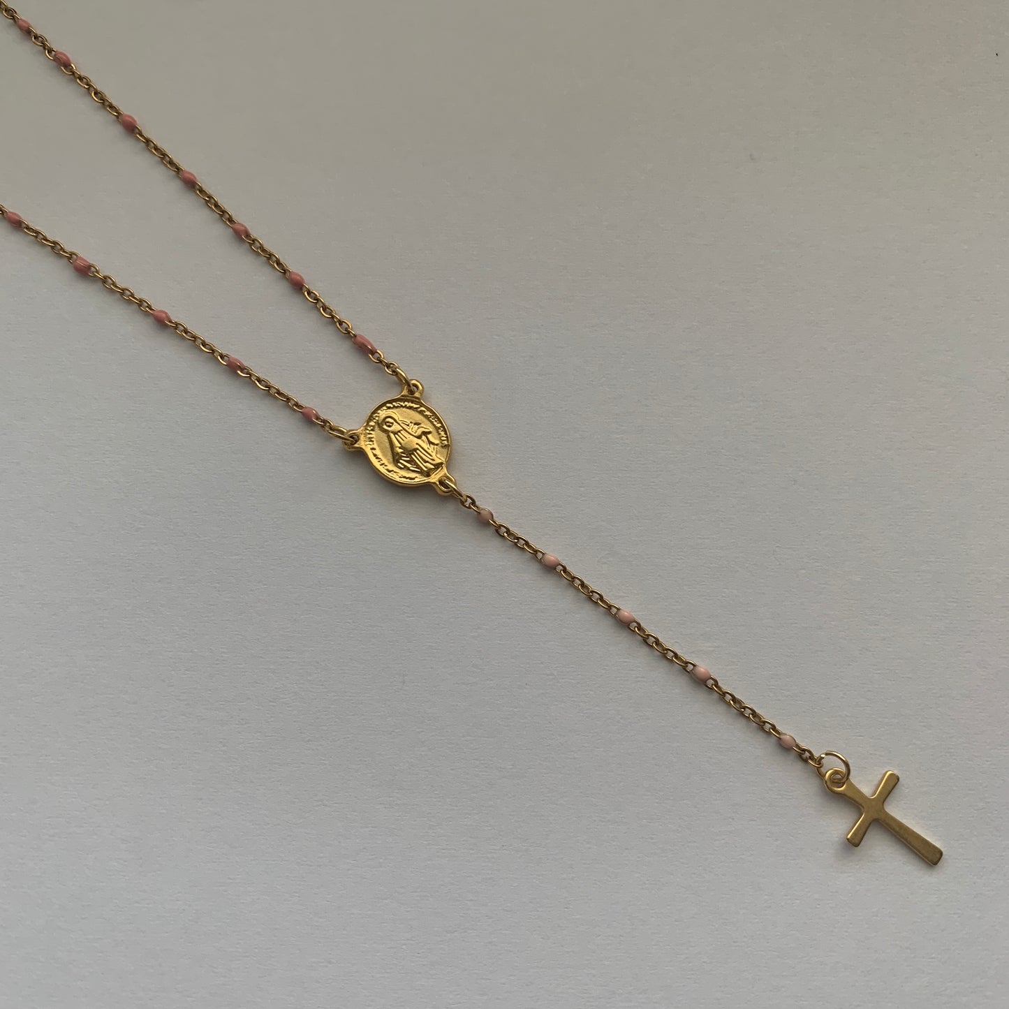 Gold Miraculous Medal Rosary Necklace