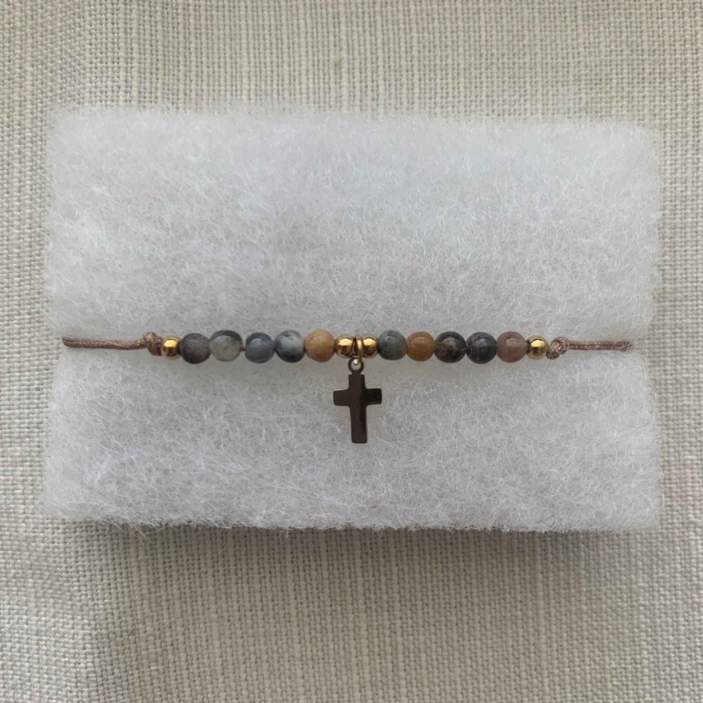 Marble Cross Decade Rosary Bracelet