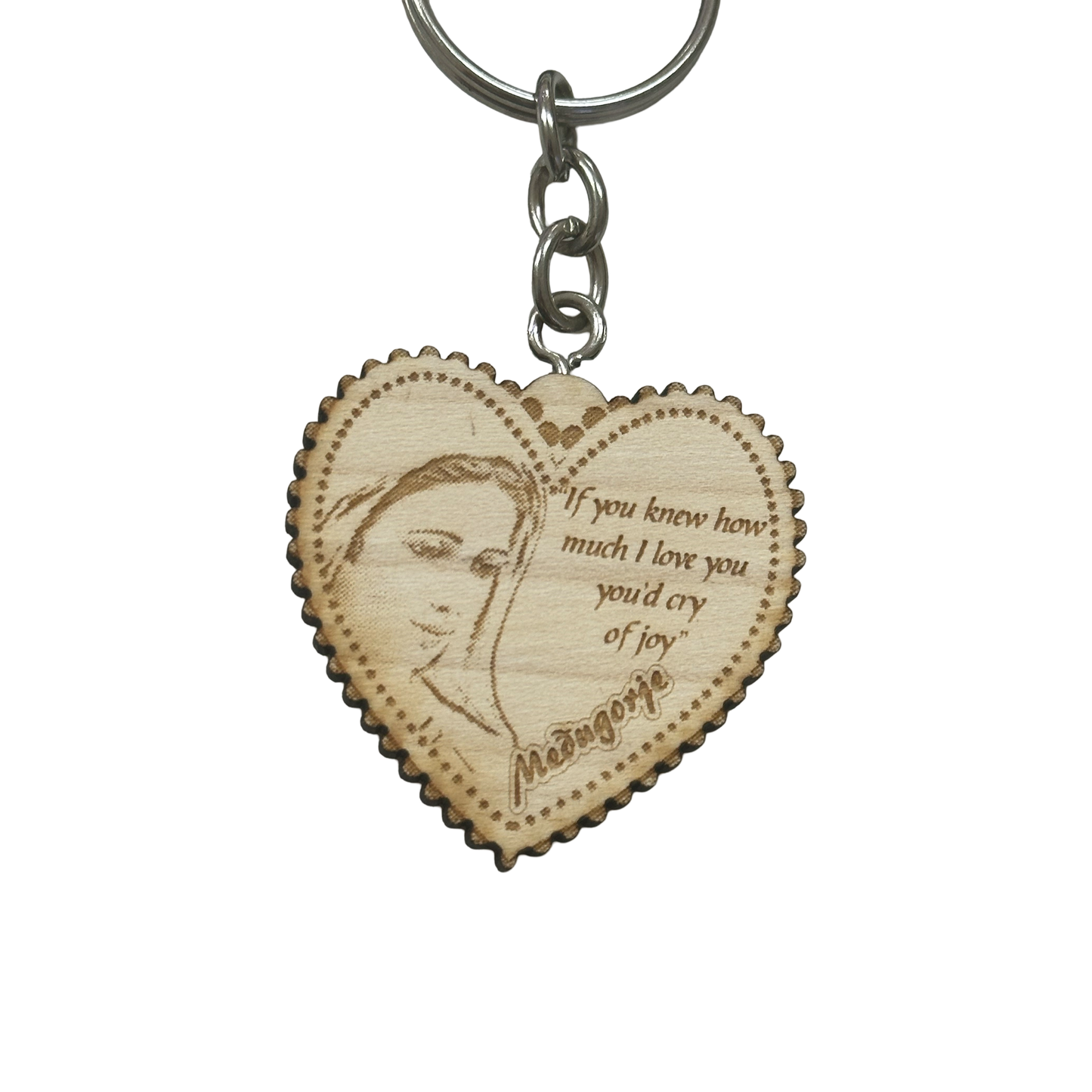 Queen of Peace Heart Keychain