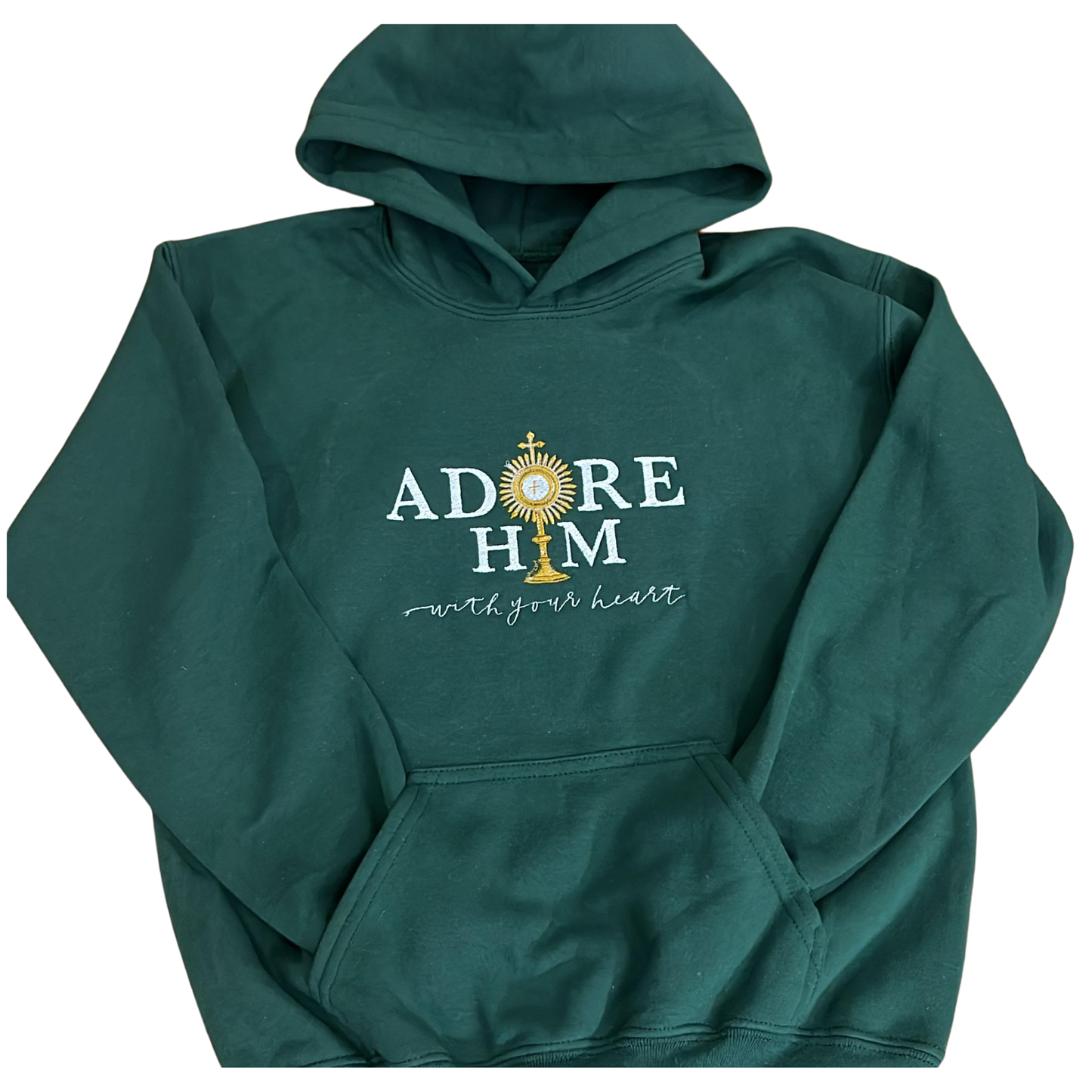 "Adore Him With Your Heart" Embroidered Hoodies for Kids by SCTJM