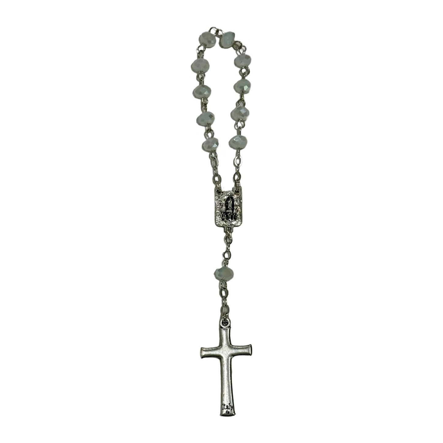 Crystal Lourdes Decade Rosary with Holy Card